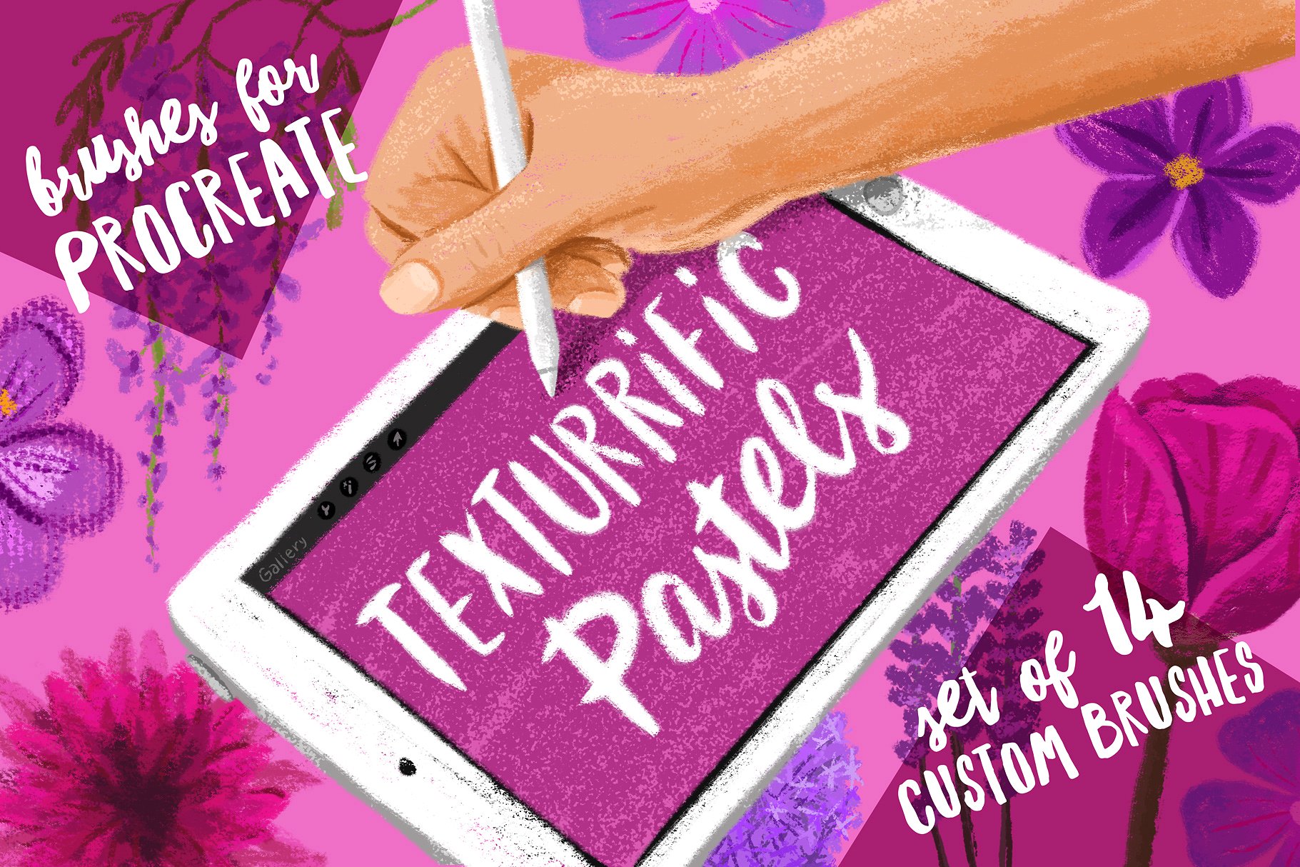 彩色粉笔蜡笔画Procreate专用笔刷 Texturrific Pastels for Procreate