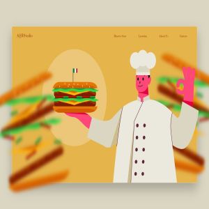厨师美食主题概念插画网站Banner&着陆页模板 Chef – Banner & Landing Page