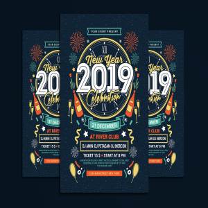 手工打造的新年晚会海报模板 New Year Party Celebration [psd]