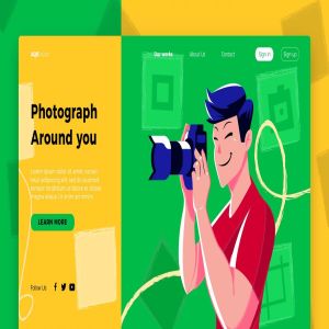 摄影师概念插画网站Banner＆着陆页模板 Photographer – Banner & Landing Page
