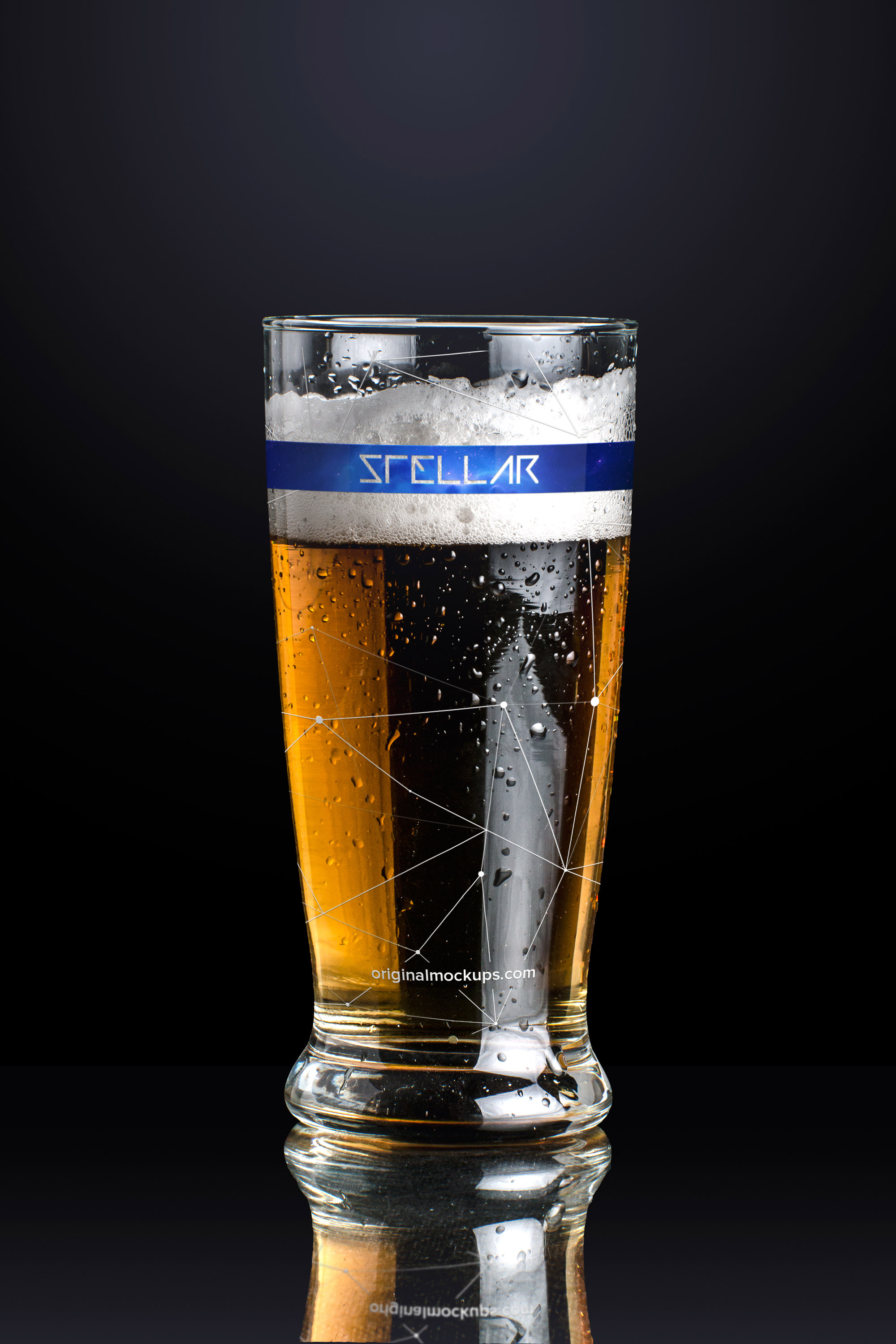 啤酒玻璃酒杯啤酒品牌Logo设计演示样机01 Beer Glass Mockup 01