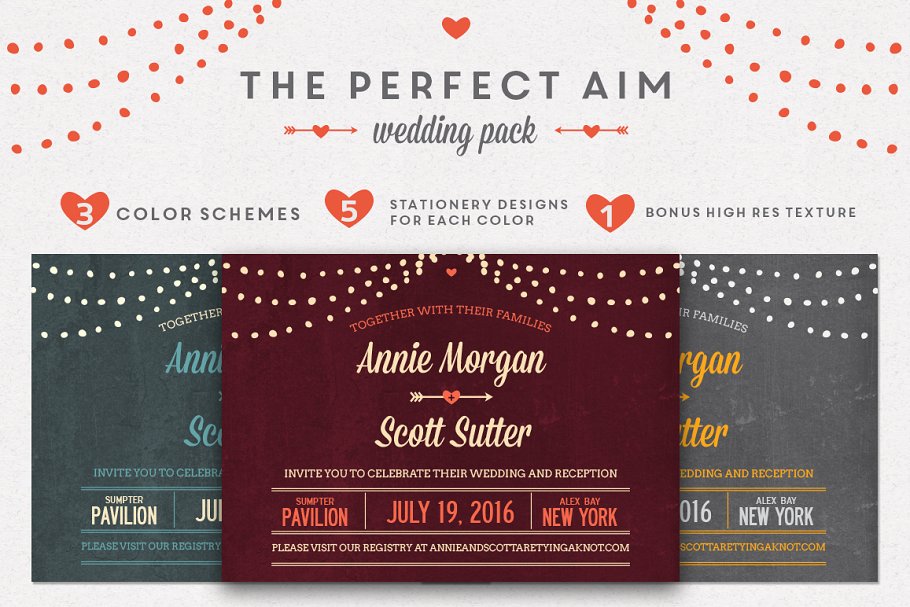 完美婚礼婚宴邀请设计物料模板合集 Perfect Aim Wedding Pack Templates