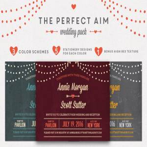 完美婚礼婚宴邀请设计物料模板合集 Perfect Aim Wedding Pack Templates