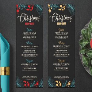 新年圣诞晚餐派对菜单宣传单DM海报设计模板