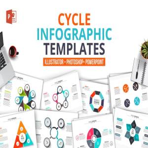 圆形信息图表幻灯片模板设计元素 Cycle infographics templates