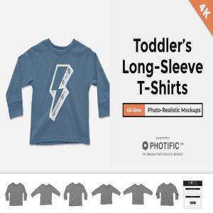 幼童长袖T恤样机模板 Toddler’s Long Sleeve Shirt Mockups