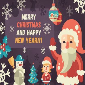 圣诞节&新年贺卡矢量手绘模板 Merry Christmas, Happy New Year Greeting Card