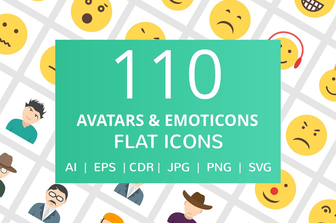 110个半身及表情符号特色扁平化图标