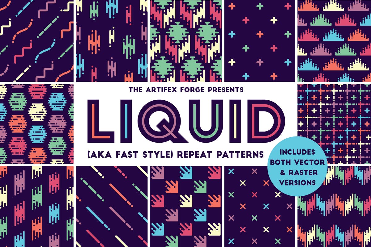 抽象液体形态图案背景纹理 Liquid Repeat Patterns