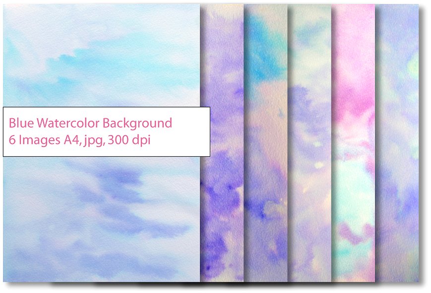 淡蓝色调水彩肌理 Blue Watercolor textured background