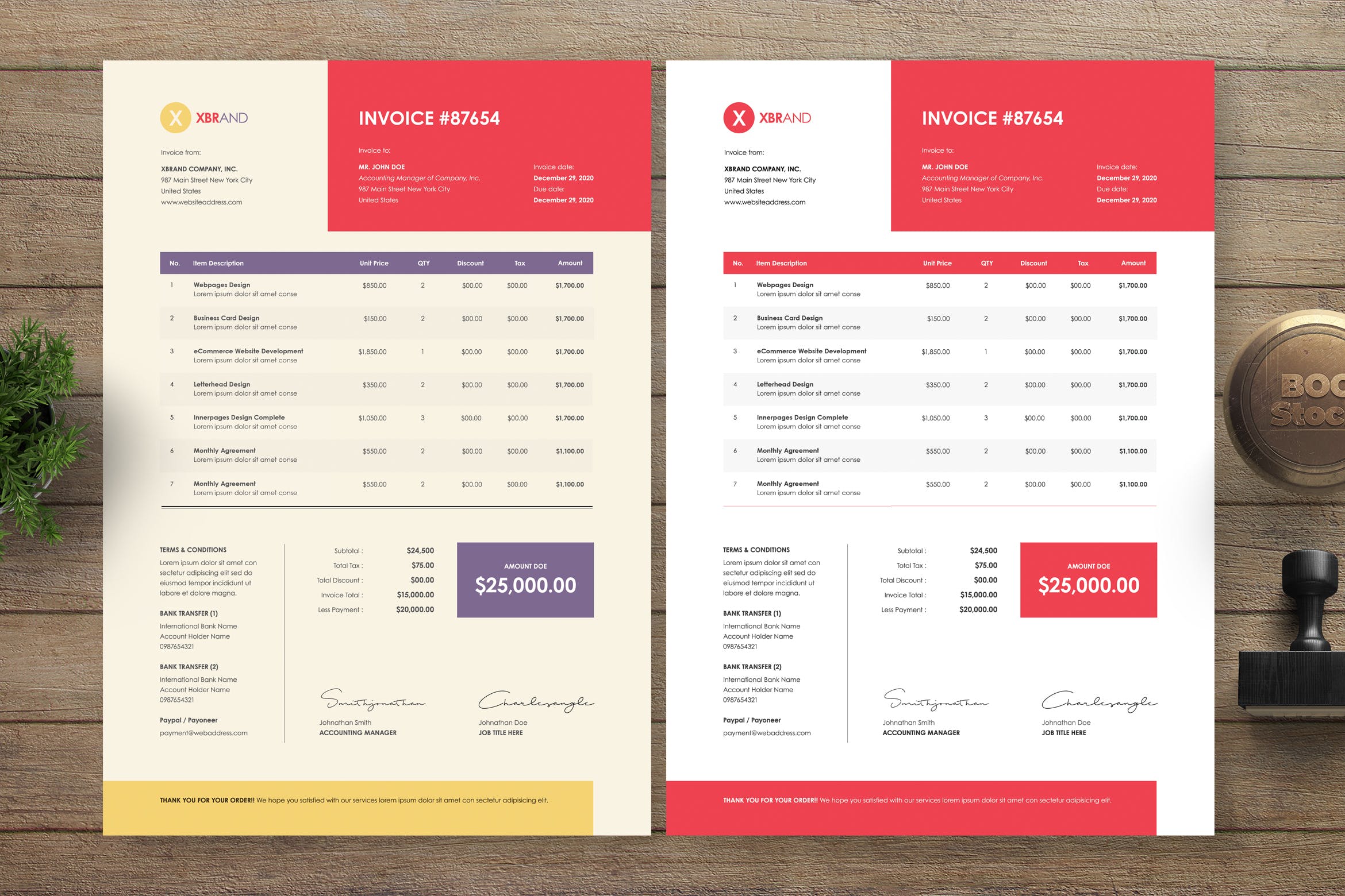企业发票/购物单据版式设计模板v30 Invoice Template 30