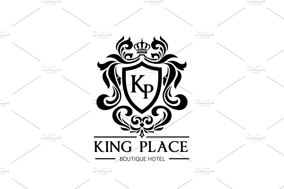 国王广场酒店Logo模板  King Place Hotel Logo