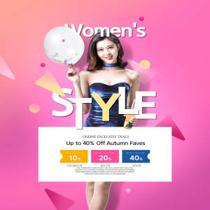 女性时尚电商单品折扣促销海报设计模板