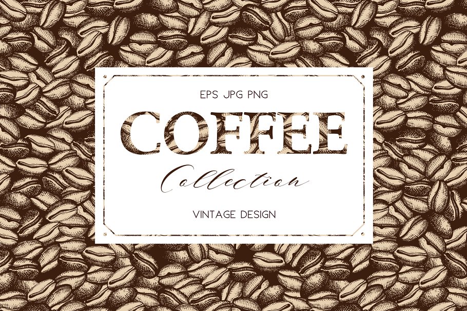 复古风格咖啡主题插画素材 Vinatge Coffee Design Set