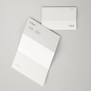 企业信封和A4信纸信头设计图样机 Envelope and A4 Folded Letterhead Mockup