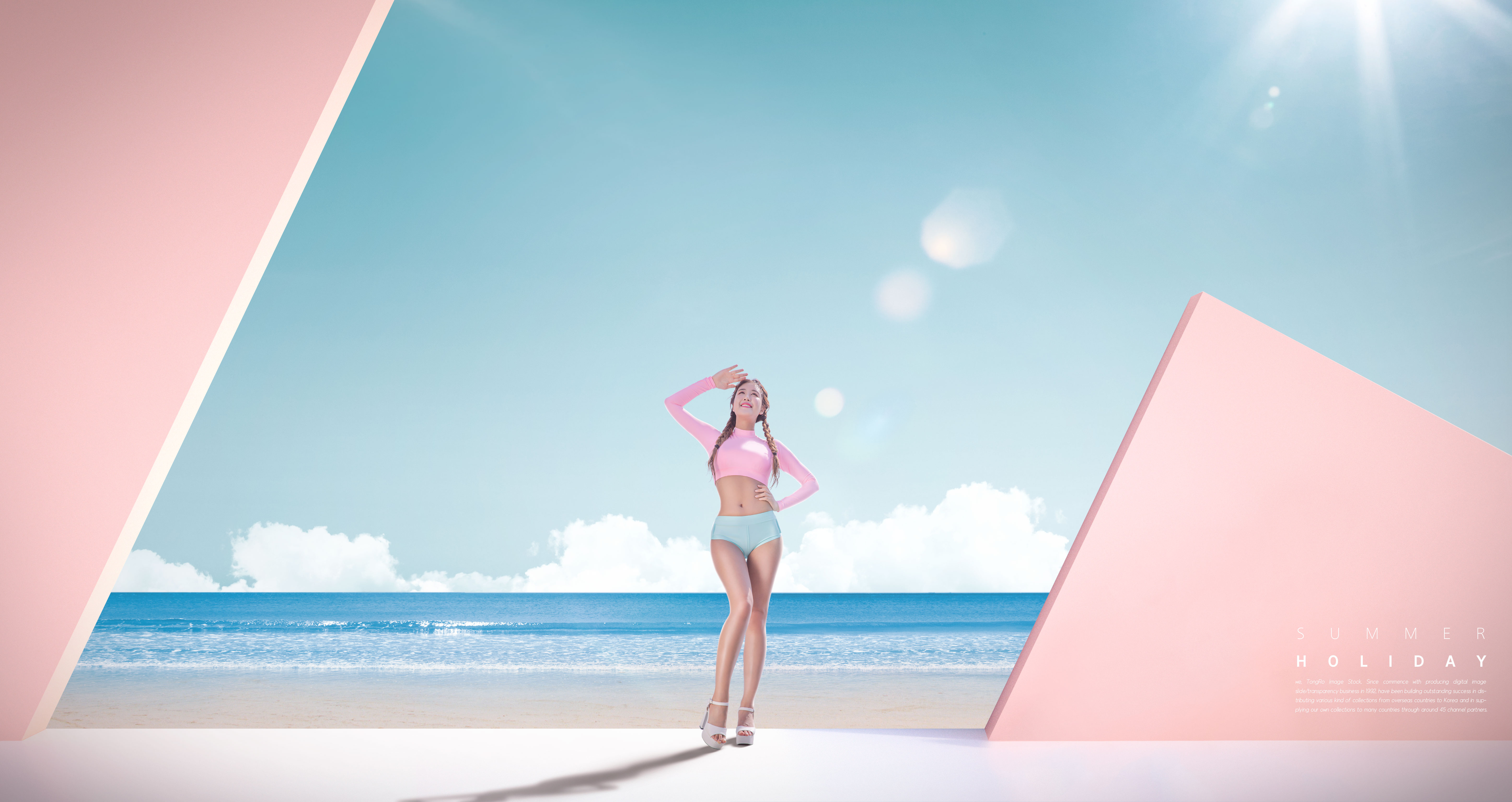 夏季海滩旅行度假活动广告海报模板套装[PSD]