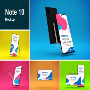 三星大屏手机Note 10屏幕预览样机模板 Note 10 Mockup