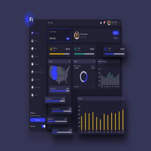 金融类网站后台数据统计界面设计UI模板[暗夜模式] OFi Finance Dashboard Ui Dark – FP