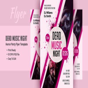 惊悚主题DJ音乐派对传单设计模板