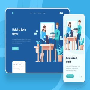 职场互助主题网站矢量插画设计素材 Helping Each  Other Illustration – Website Header