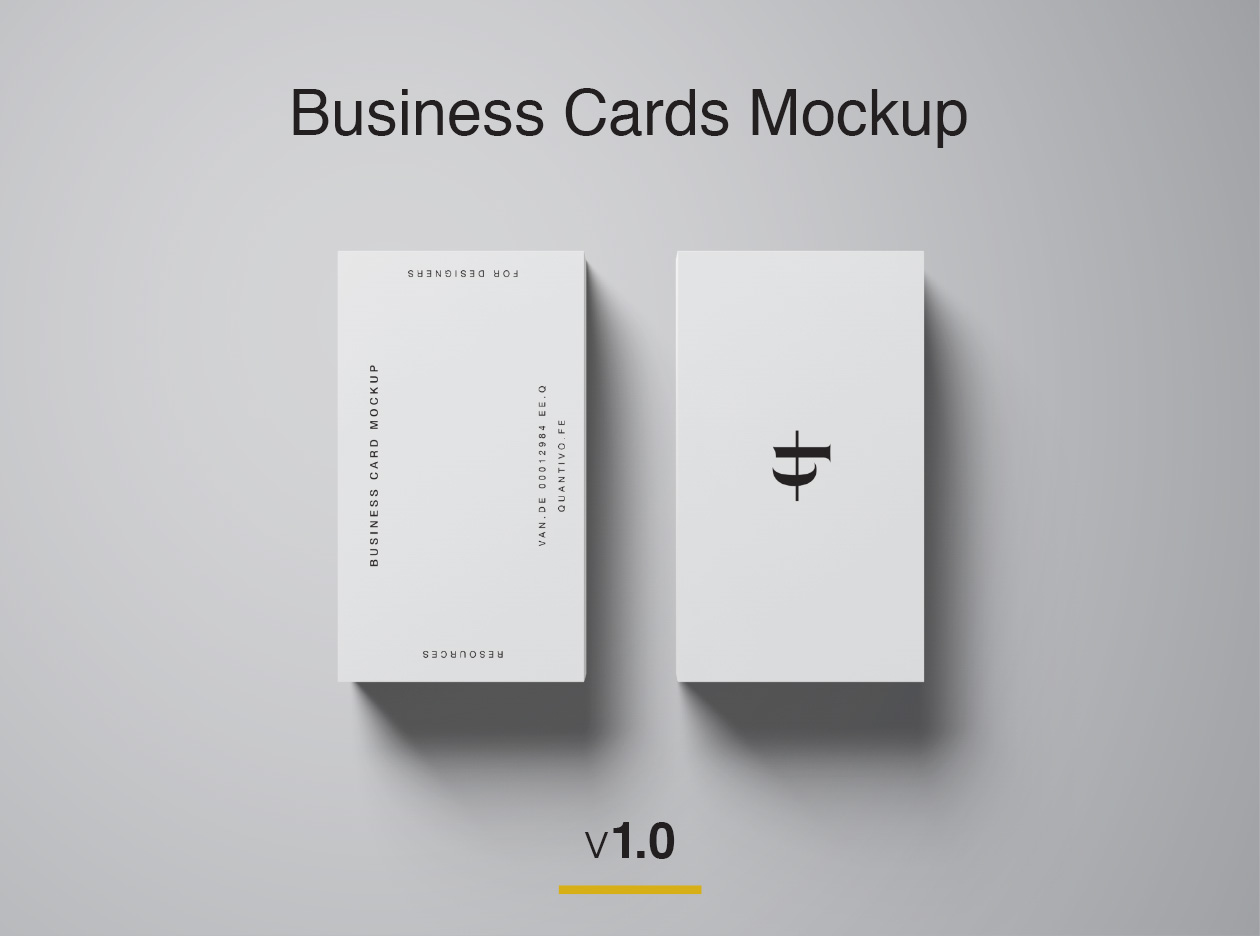 企业名片设计效果图等距网格样机模板 Business Cards Mockup