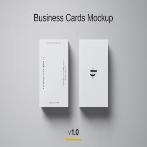 企业名片设计效果图等距网格样机模板 Business Cards Mockup