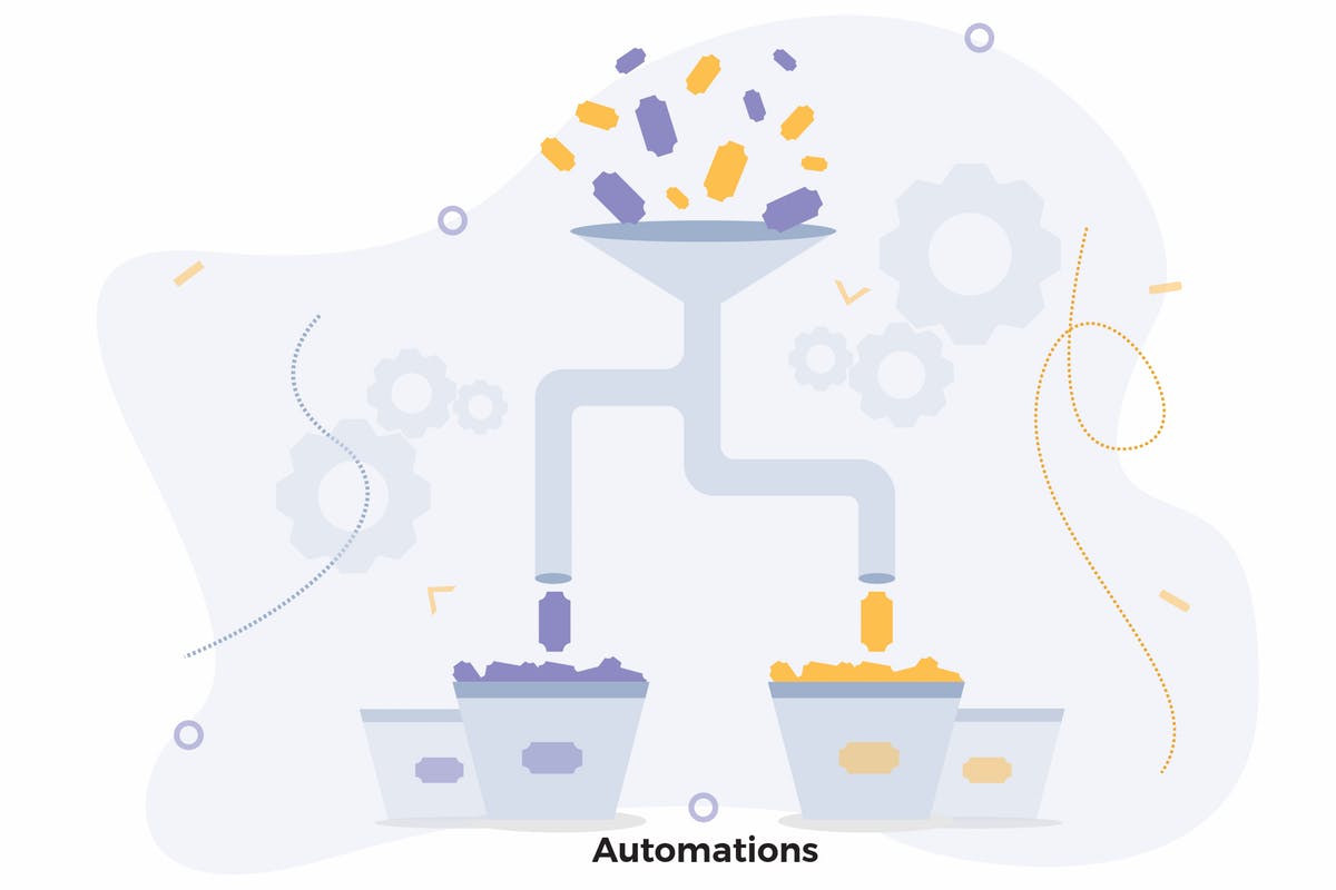 自动化过滤CRM概念插画设计免费素材 Automations Filter Illustration CRM