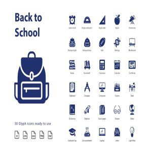 开学季校园教育主题字体图标矢量图标素材 Back To School (Glyph)