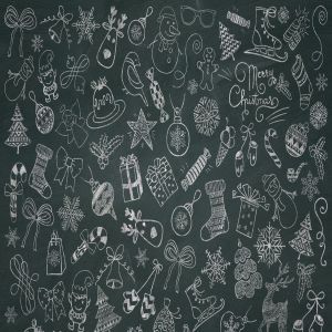 圣诞主题粉笔涂鸦图标 Christmas Chalk Doodle Icons. PNG