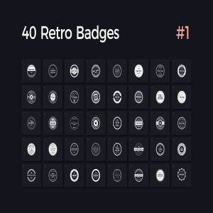 40枚复古徽章Logo模板 40 Retro Badges Vol. 1插图1