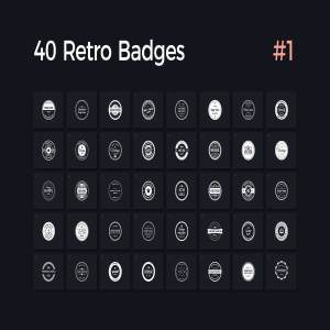 40枚复古徽章Logo模板 40 Retro Badges Vol. 1