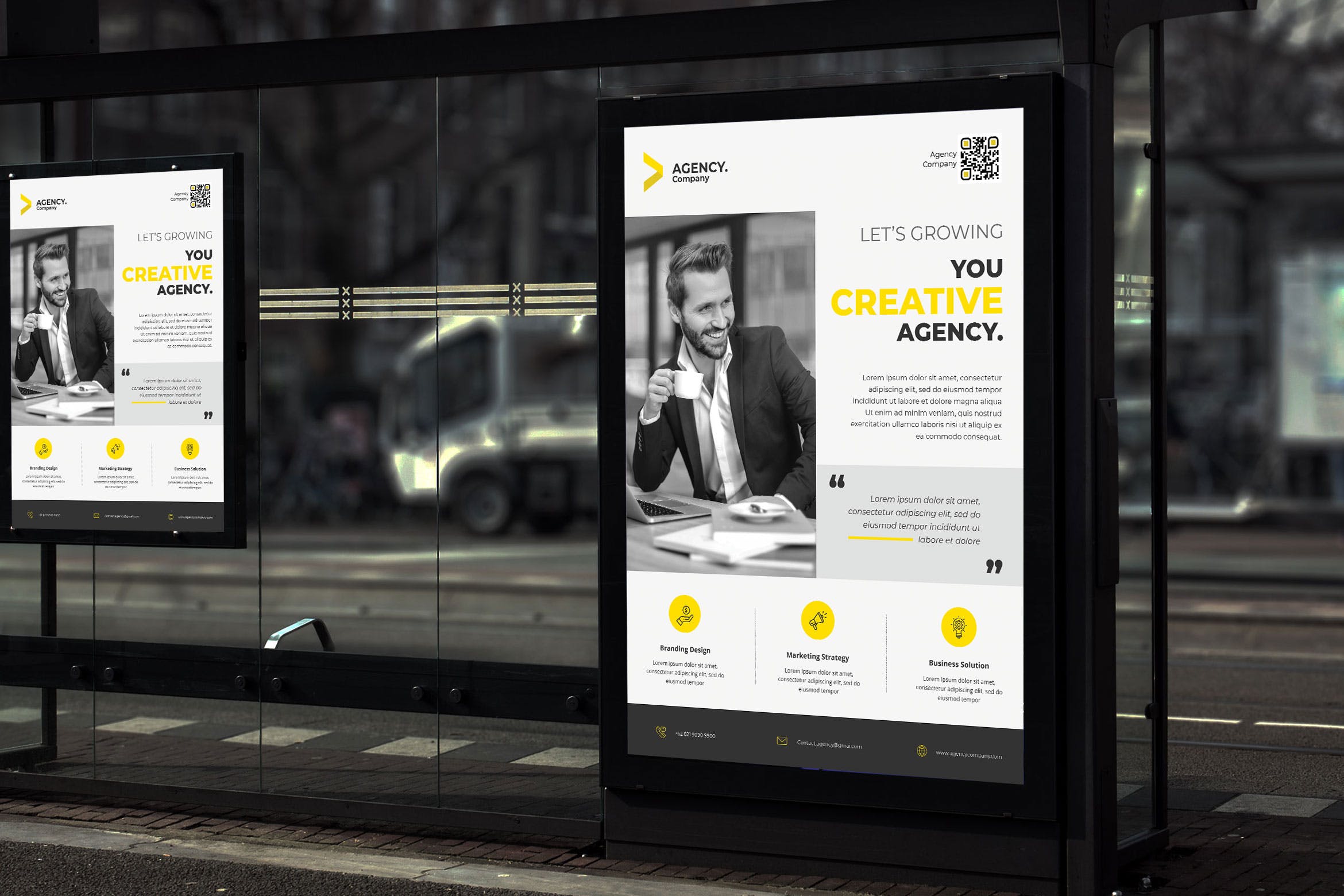 上市公司灯箱广告海报设计模板 Focus Corporate Poster TS