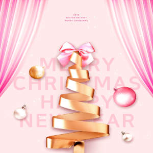 创意金丝带圣诞树圣诞活动主题海报设计模板