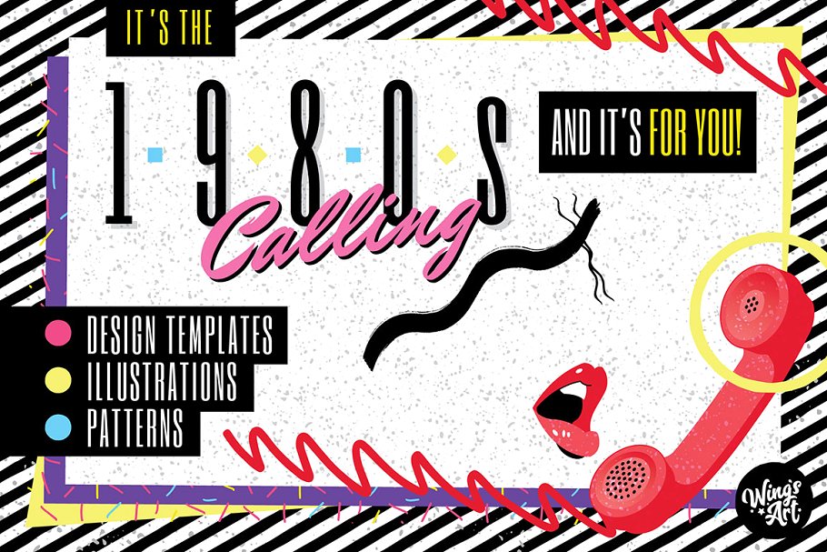 复刻80年代最酷的设计元素和模板 1980s Design Templates and Elements