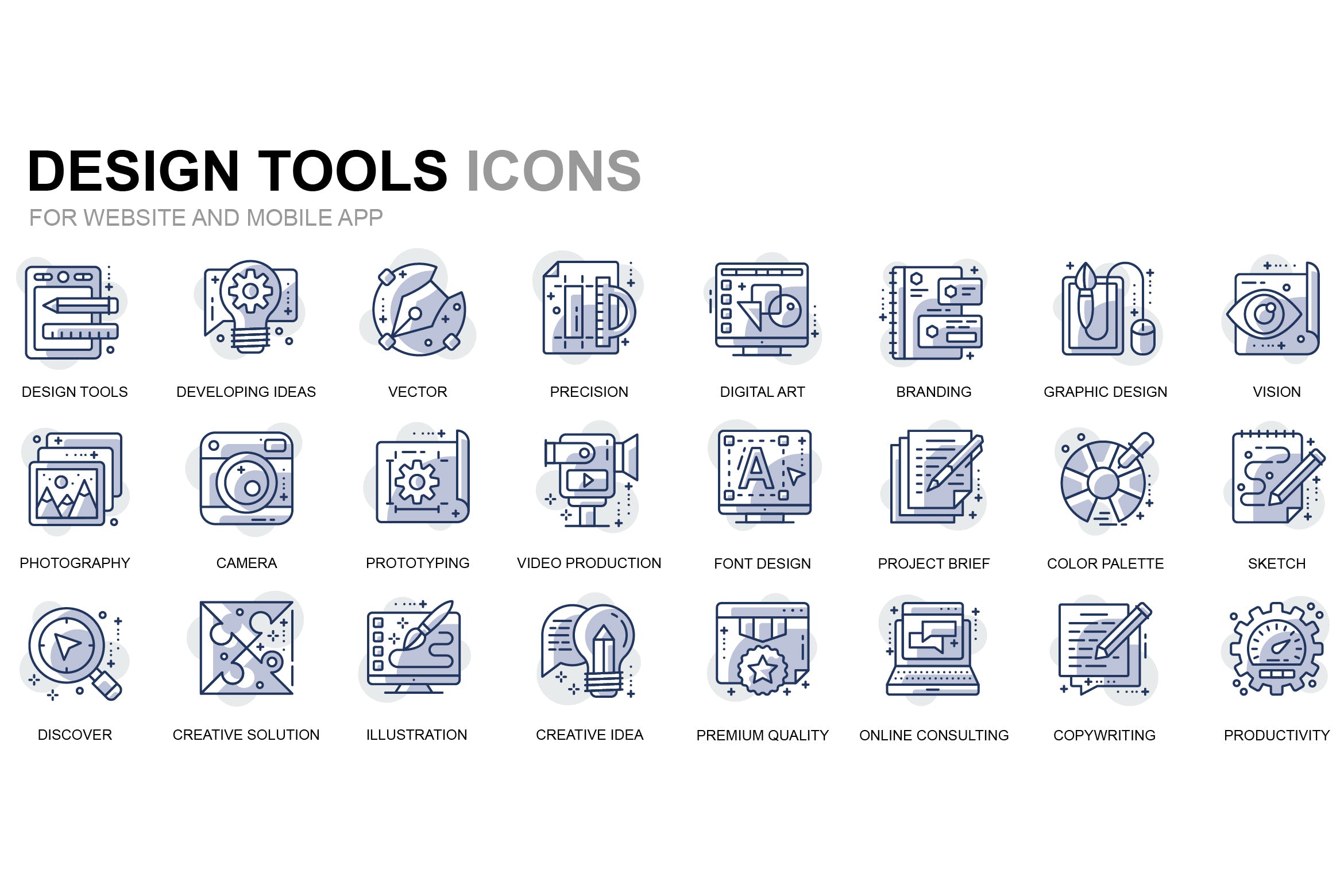 设计工具线性图标矢量素材 Design Tools Thin Line Icons