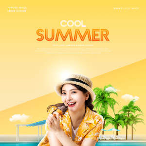 清凉夏日海边度假主题海报设计模板