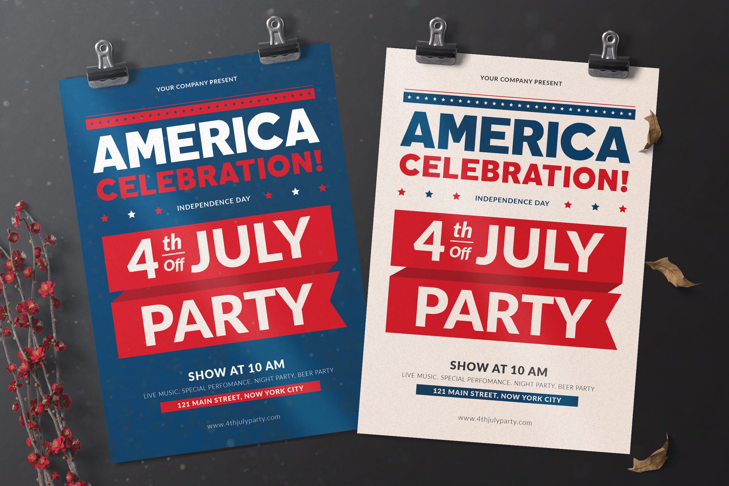 美国独立日庆祝活动海报传单设计模板 America Celebration Flyer