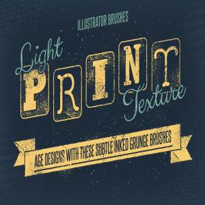 墨水印刷噪点&半色调文本AI笔刷 Light Print Texture Brushes