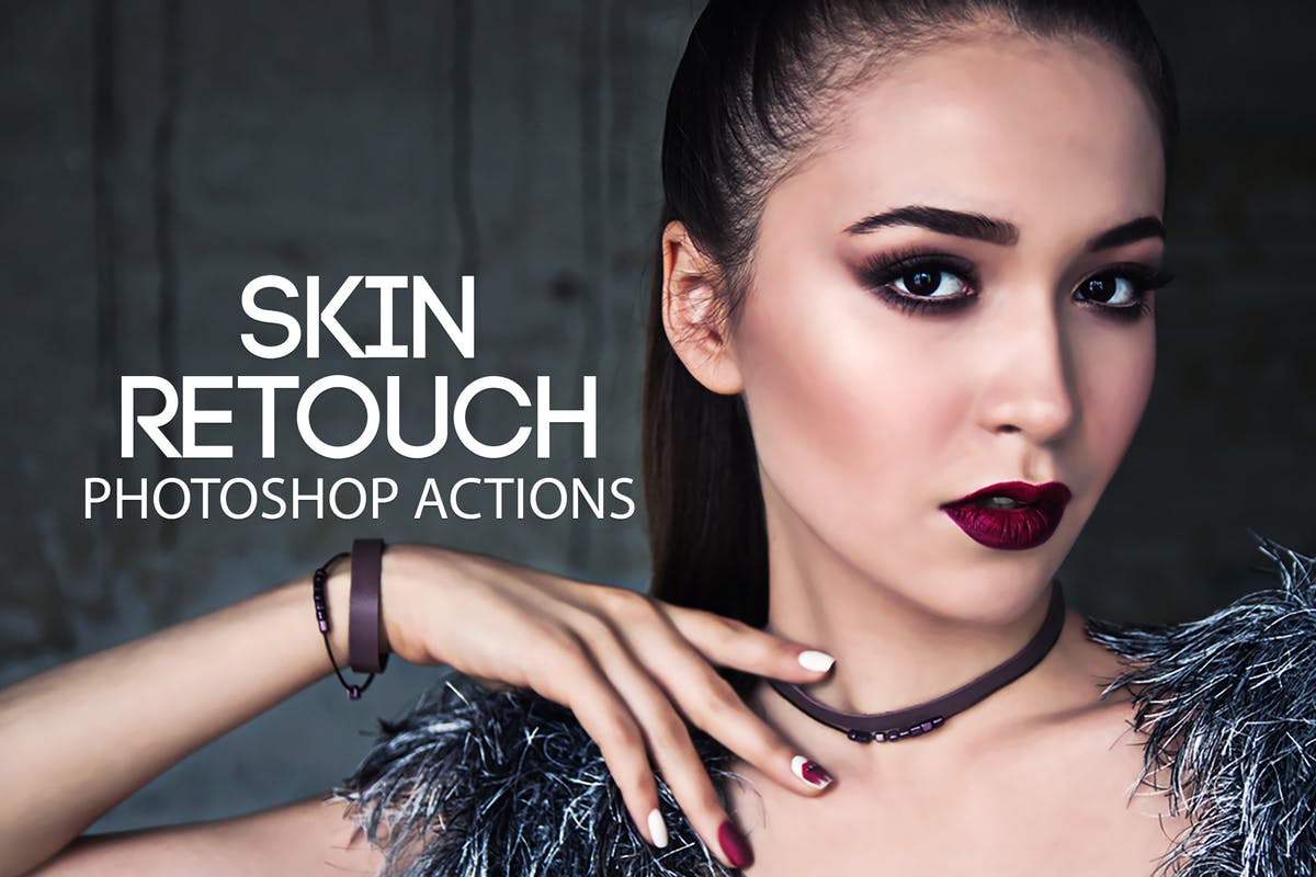 一键磨皮美颜滤镜PS动作v1 Skin Retouch Photoshop Actions Kit