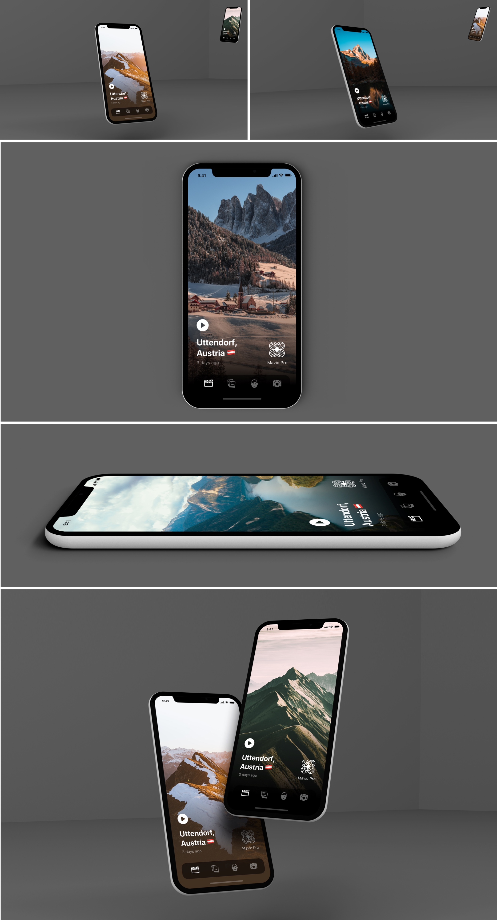 一流设计素材网下午茶：4K级的多角度iPhone X展示模型下载[PSD]