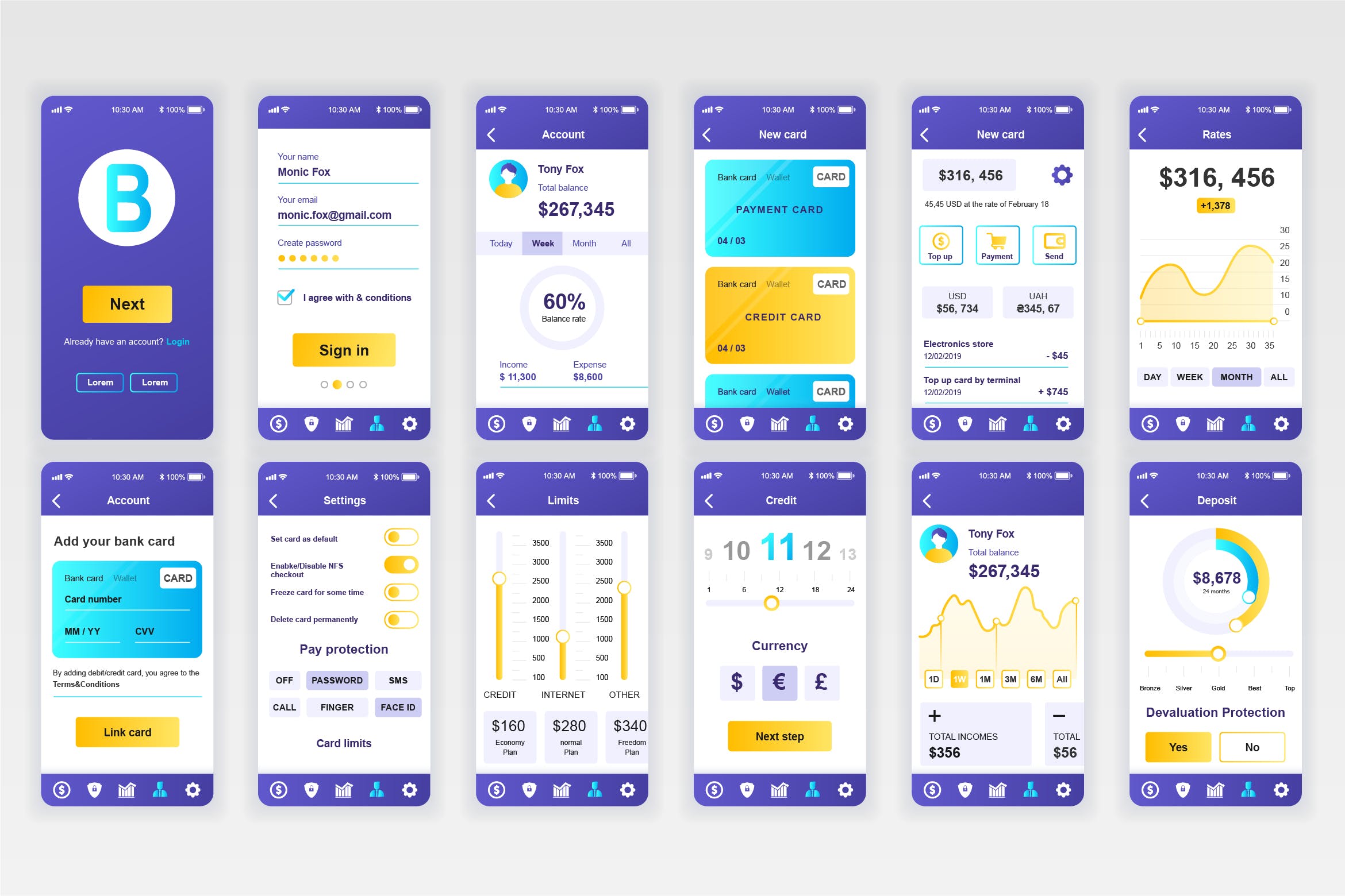 网上银行APP应用用户交互界面UI设计套件 Banking Mobile App UX and UI Kit