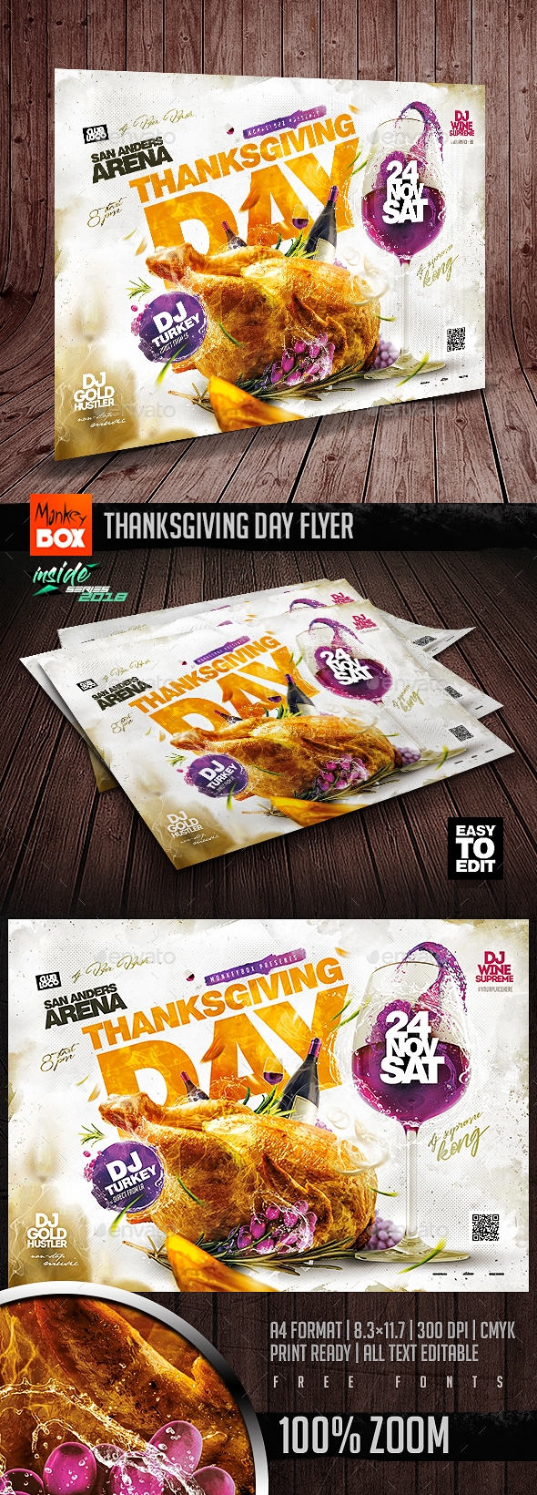 感恩节海报PSD模板 Thanksgiving Day Flyer [psd]