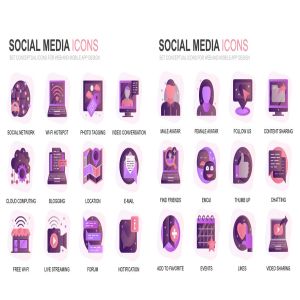 现代扁平化渐变设计风格社交媒体主题图标素材