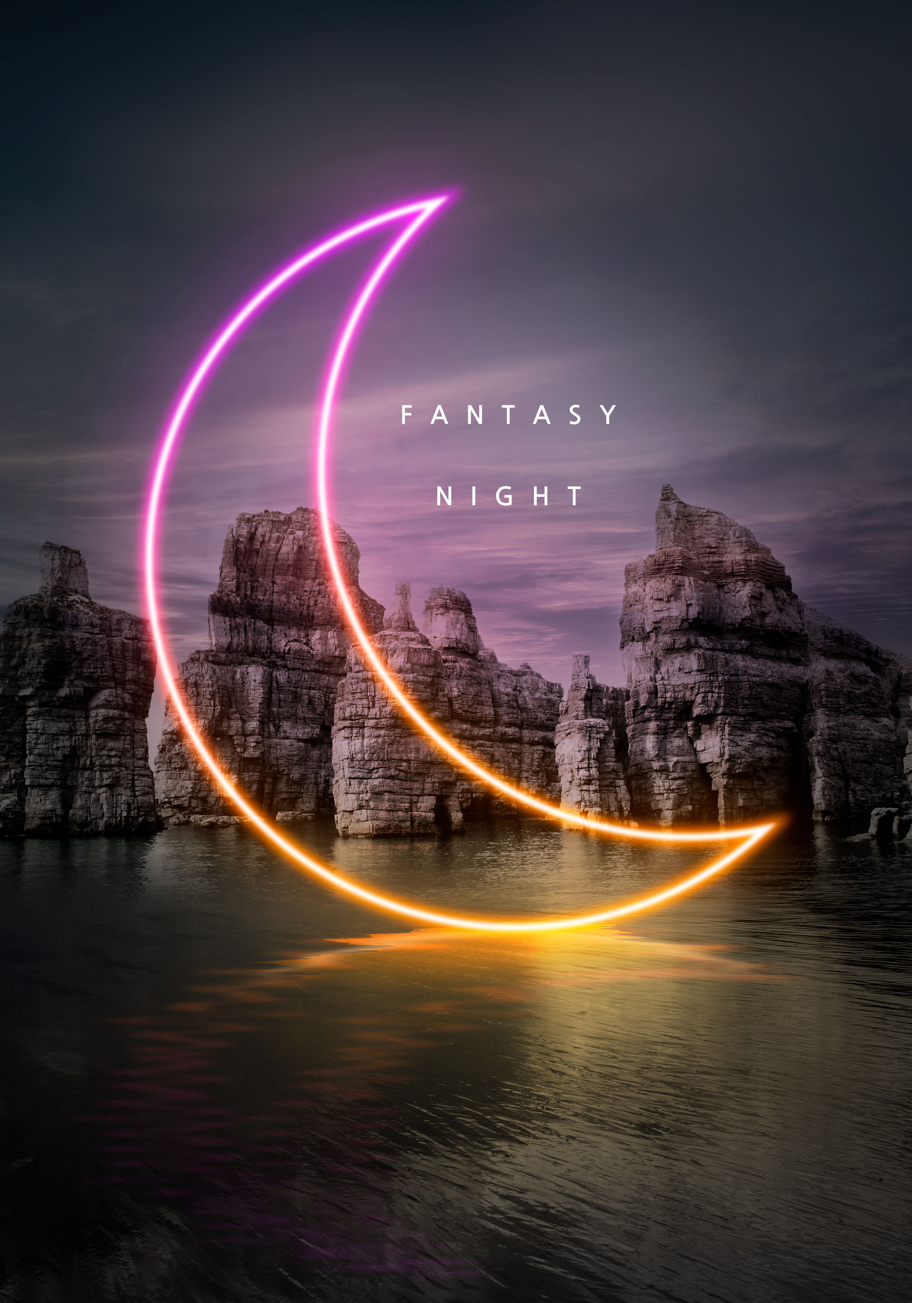 “梦幻之夜”几何霓虹图形创意海报素材合集V2