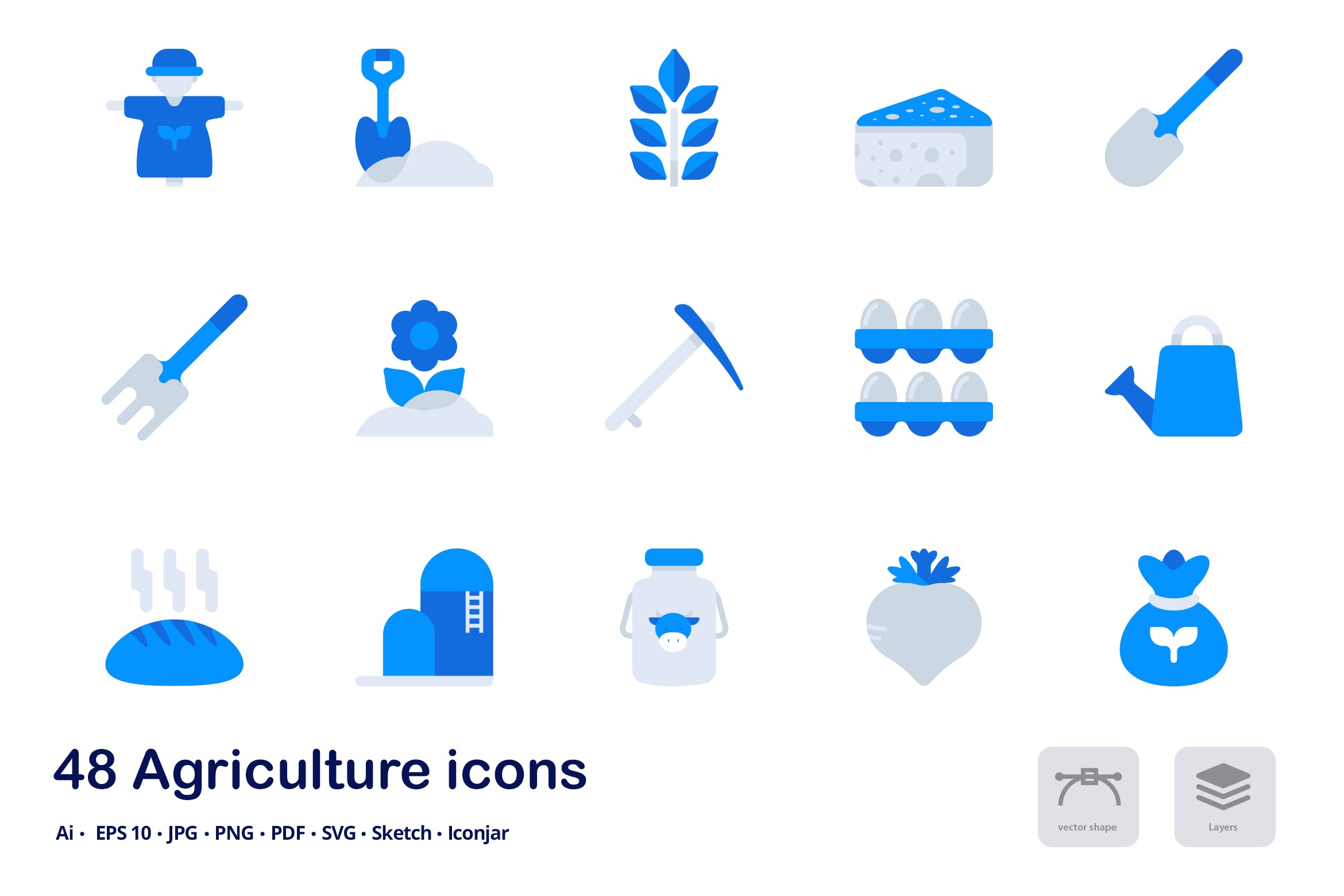 农业主题双色调扁平化矢量图标素材 Agriculture Accent Duo Tone Flat Icons