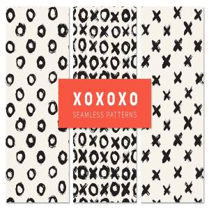 OOXX图案无缝纹理 Hugs and Kisses. Seamless Patterns