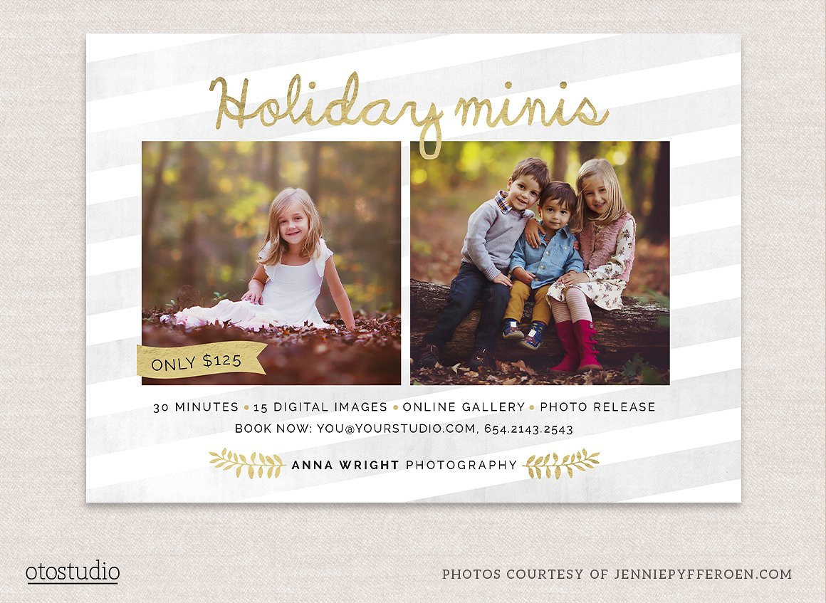 假日旅行摄影服务传单设计模板 Holiday Mini Session Flyer Template