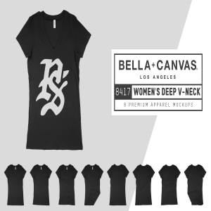 深V女士T恤服装样机 Bella Canvas 8417 Women’s Deep Vee