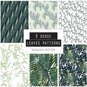 各种不同类型树叶无缝图案纹理 Leaves Seamless Patterns Collection