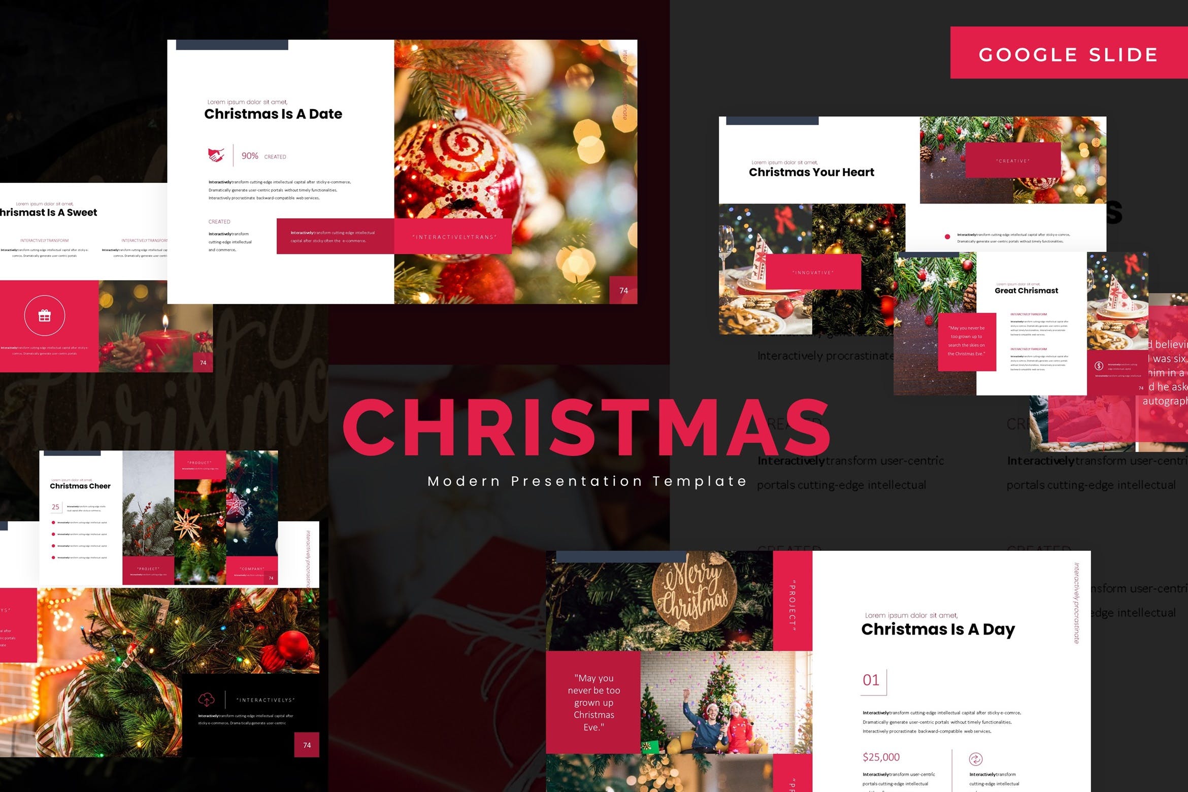 圣诞节节日主题谷歌幻灯片模板素材 Christmas – Google Slide Template